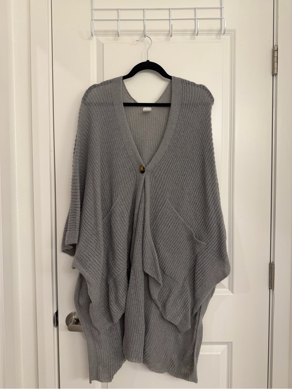 Gray Oversized Knit Sweater Cardigan - Unbranded